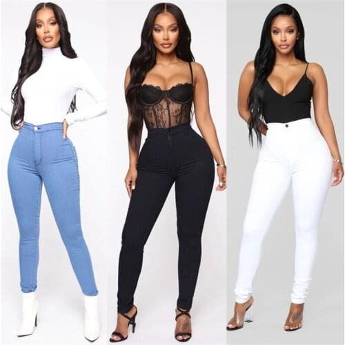 2021 new womens high waist thin pants pencil pants fashion hip tight high stretch slim S-3XL style jeans type waist type fit