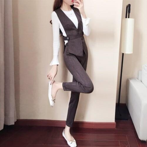 Fashion vest three-piece suit female 2020 new womens temperament professional vest + bottoming shirt + pants 3 piece set women