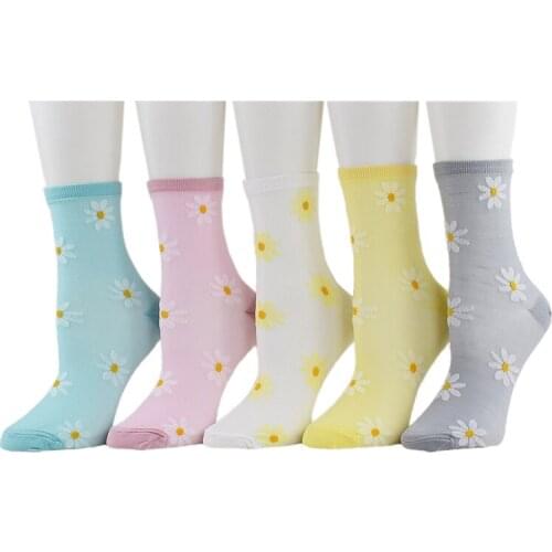ZZIYEETTM 1 Pair Womens Daisy Flower Ankle Socks Spring Summer Ultra Thin Transparent Streetwear Socks