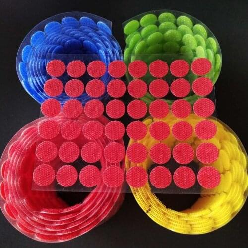 100Pairs 10mm 15mm 20mm 25mm Adhesive Fastener Dots Nylon Hook And Loop Magic Sticker Round Strong Self Adhesive Fastener Tape