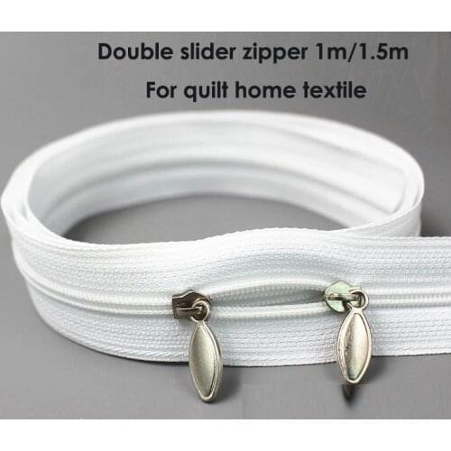 2pcs #3 100cm 150cm Long Quilt zipper Nylon zippers for sewing wholesale Double Sliders Closed End Sewing Cushion home textile