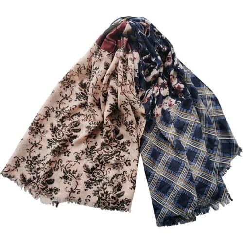2021 Women Floral Printed Pattern Plaid pattern Cotton Scarf Shawls Wraps Hijabs 10pcs/lot
