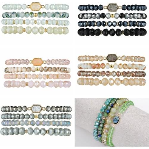6 Sets Bohemian Stackable Bead Bracelets for Women Stretch Multilayered Bracelet Set Multicolor Jewelry designer charms Strand