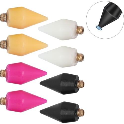 8pcs Nail Rhinestones Picker Wax Replacement Head Dotting Pen Wax Head Tip Accessories
