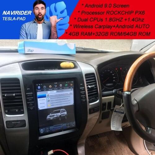 PX6 6Core Car Android 9 GPS Navigation Multimedia Player For Toyota Prado LC120 Deluxe Tesla Carplay Radio Head Unit