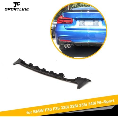 Car Rear Bumper Diffuser Lip for BMW 3 Series F30 F31 M Sport Bumper 2014 - 2018 PU Black Rear Diffuser One Hole Two Outlet