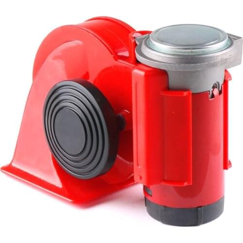 12V 24V 115dB Car Air Horn Red Compact Dual Tone Electric Pump Loud Siren Vehicle for Car Motorcycle Truck Bicycle JG-HN06