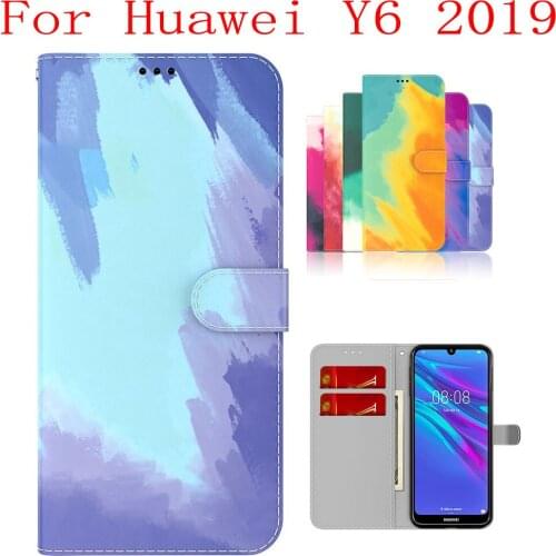 Sunjolly Case for Huawei Y6 2019 Wallet Stand Flip PU Phone Case Cover coque capa Huawei Y6 2019 Case Huawei Y6 2019 Cover