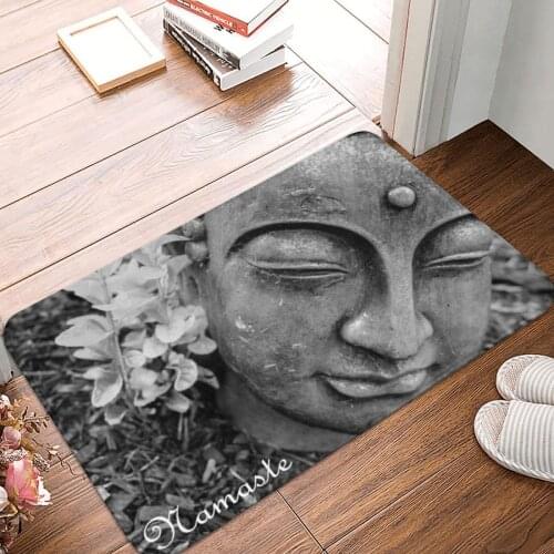 Namaste- Black And White- Buddha Doormat Carpet Mat Rug Polyester Anti-slip Floor Decor Bath Bathroom Kitchen Balcony 40x60