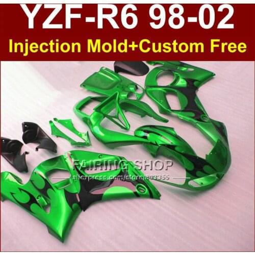 D8HT OEM fairings for YAMAHA YZF R6 1998 1999 2000 2001 2002 glossy green fairings kit YZF R6 98-02 body repair parts GE9H