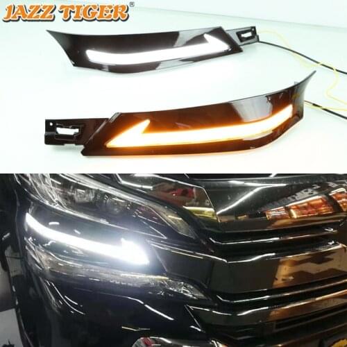 12V LED Daytime running lights For Toyota Vellfire 2016 2017 2018 2019 Drl with turn signals for cars auto fog lights headlights