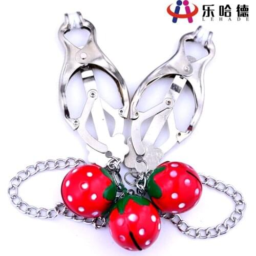 Fetish Toys Butterfly Clip Clover Bell Strawberry Clip Fun Bell Nipple Clamps