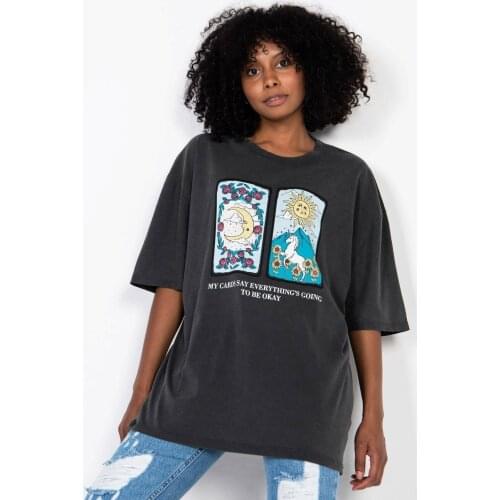 Addax Printed T-shirt SMOKED P9432