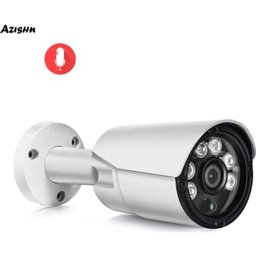 AZISHN Bullet IP Camera 5MP 1/2.7"SONY IMX335 2592x1944P Infrared Security Audio Recording Outdoor Metal CCTV Surveillance POE