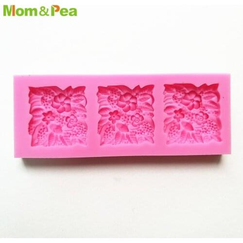 KCL531 3-cavity Square Blossom Silicone Mold Gum Paste Chocolate Ornamental Fondant Mould Cake Decoration Tools