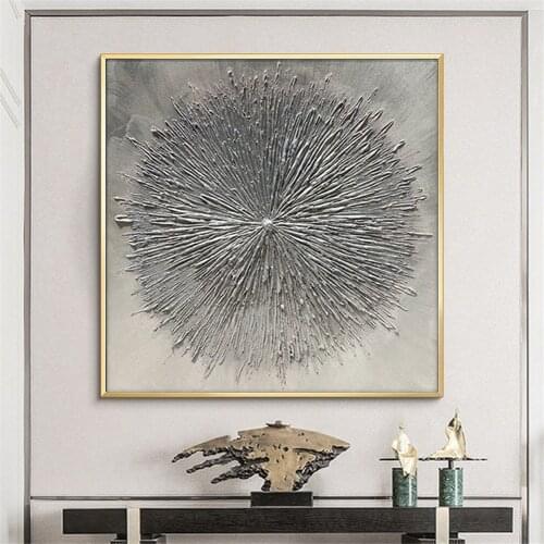 Hot selling home wall flower canvas art handmade abstract oil painting canvas wall art modern home decoration painting art silve