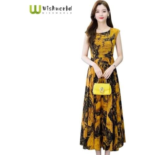 2021 Leisure Fashion Print Dress Cultivate Ones Morality Show Thin Sand Lady Skirt Show Temperament of the Dresses