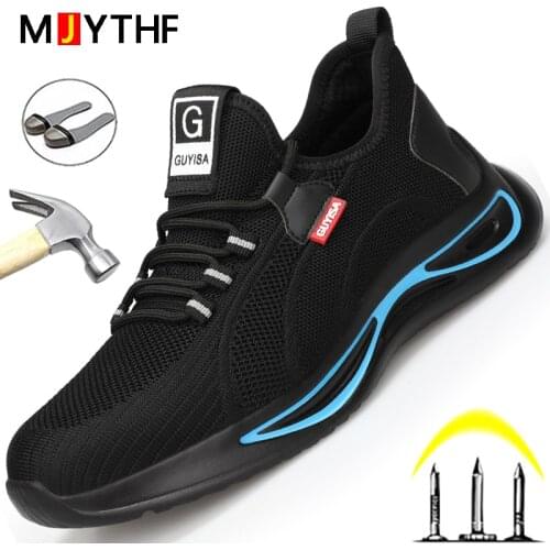 2021 New Work Sneakers Steel Toe Safety Shoes Men Lightweight Work Shoes Indestructible Security Footwear Man Protective Shoes