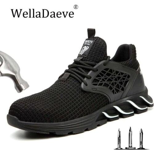 Dropshipping Mens Steel Toe Safety Shoes Lightweight Breathable Outdoor Sneakers Construction Puncture Proof Work Boots For Men