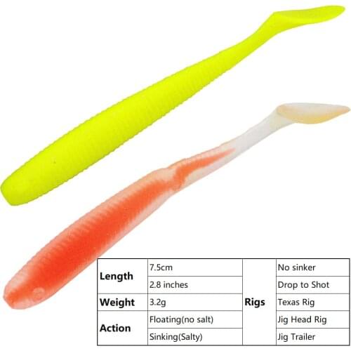 Soft Lures Worms Fishing Lures Paddle Tail Shad 7cm 3g 6pcs Soft Minnow Silicone Bait Multi colors Fly Carp Fishing Tackle