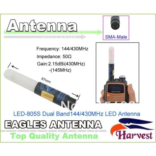 2014 New UV5R Antenna SMA-Male Connector Original Harvest LED-805S Dual Band 144/430MHz LED Antenna for Baofeng UV-5R Radio