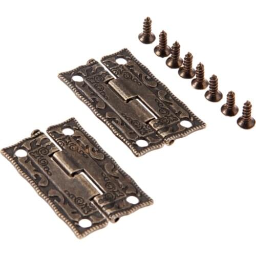 Hardware Hinge Antique Bronze Vintage Lace Pattern Decorative Furniture hinge Jewelry wooden Box Cabinet Cupboard 35mm*23mm 2pcs