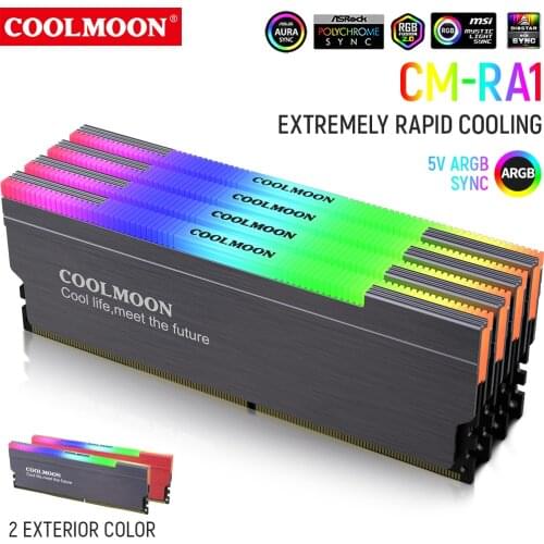COOLMOON CR-D134S RAM ARGB Heatsink Heat Memory Vest Cooling Radiator 5V 3PIN RGB Cooler Safe Spreader For Desktop Computer PC