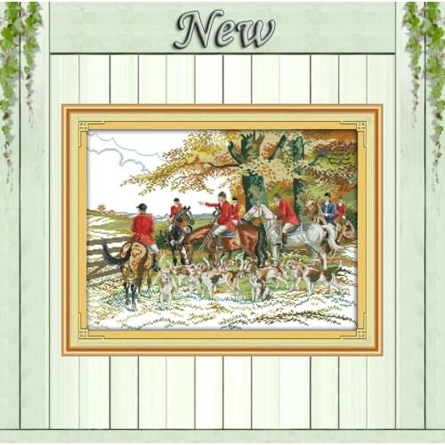 Hunting animal tree home wall Decor paintings counted print on canvas DMC 11CT 14CT kits Cross Stitch embroidery needlework Sets