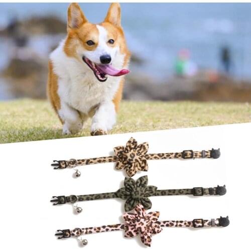 Pet Collar Leopard Design Bell Design Skin-friendly Medium Cat Collar for Hiking