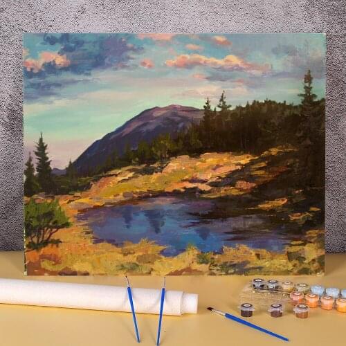 Landscape Little Lake Painting By Numbers Package Oil Paints 40*50 Canvas Painting Home Decoration For Children Handiwork Art