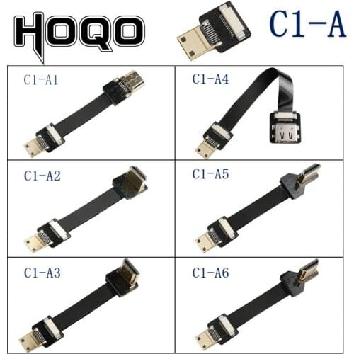 Ribbon Flat FPV HDMI-Compatible Connector Cable Mini HDMI to HDMI/Mini HDMI 90 Degree 5cm-80cm FFC Pitch 20pin Plug Connector