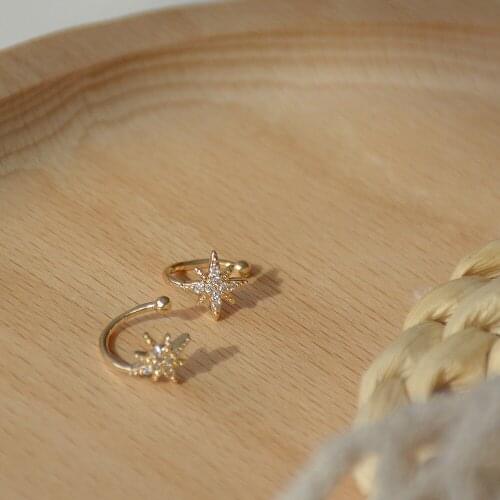 Gold Plated Small Ear Cuff Micro Inlaid Zircon Star Clip Earrings No Pierced Ear Clips Delicate Tiny Earrings Wedding Jewelry