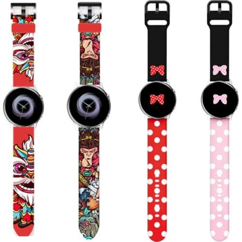 Printing Silicone 20mm 22mm Correa For Samsung Galaxy Watch 3 Strap 41mm 46mm Active 2 45mm Gear S3 Bracelet For Huawei GT 2E