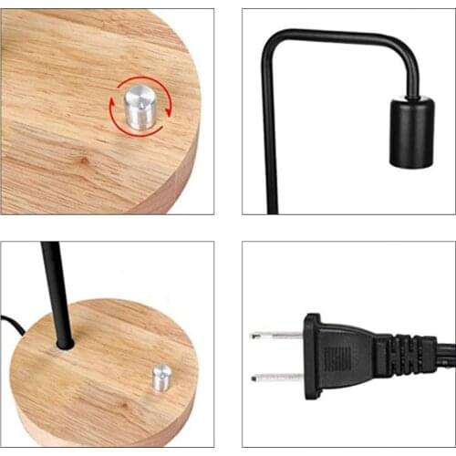 Retro Light Bulb Bedside Dimmable Night Light Wrought Iron Table Lamp Creative Simple Desktop Home Bedroom Desk Light