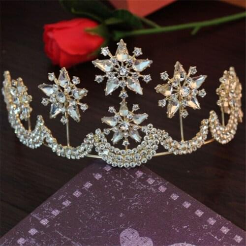 Luxury Crystal Gold Red Crown Bridal Hair Jewelry Stars Tiaras Flowers Crowns Pageant Dress Wedding Hair Accessories NEW