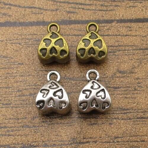 Alloy Metal Bails With Little Hearts 40PCS/Lot 11×9×7mm DIY Supplies For Charm Bracelet Necklace Making 2 Colors Available-RS834