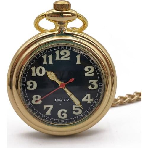 Vintage Open Face Quartz Pocket Watch Arabic numerals Analog Display Pendant Clock with Fob Chain Men Women reloj fob Watch