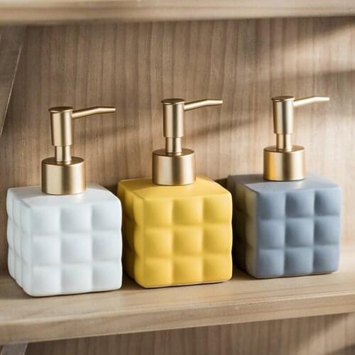 NEWYEARNEW Creative Square Ceramic Hand Washing Liquid Bottle Hotel Soap Dispenser Emulsion Bathroom Accessories Home Decoration