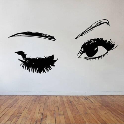 Wink Pretty Eyes Removable Wall Stickers for Beauty Salon Home Art Decoration Living Room Poster Vinyl Decals Bedroom TA645