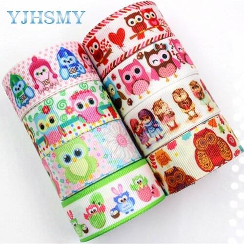 YJHSMY H-17531-1038,10 yards,22 mm Cartoon owl Thermal transfer Printed grosgrain Wedding Accessories wedding gift wrap DIY