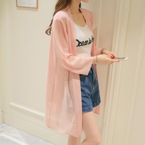 2019 Women Fashion Long Blouse Chiffon Shirt Summer Casual Sunscreen Cardigan Female Camisas Chemises Cheap Price High Quality