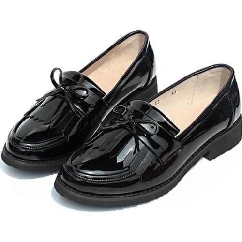 Spring/Autumn Womens Loafers Shoes Flats College Style Tassel Woman Casual Flat Shoe Patent Leather Oxford Shoes For Women 2020