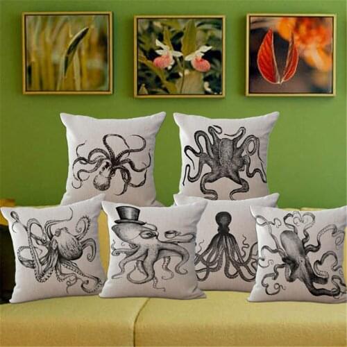 ZXZXOON see animals squid pattern throw pillow case cover cushion cover for sofa car capa de almofadas 45x45cm