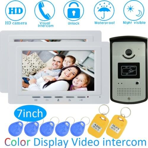 1 Set Home Digital One to Two Video Door Phone 2 Floor House Monitor Intercom System Smart Control Doorbell Waterproof Camera
