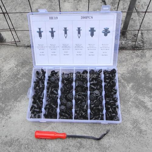 200PCS Car Body Fender Bumper Body Push Pin Rivet Retainer Fastener Clip Kit & Screwdriver For BMW Chrysler Cadillac Honda