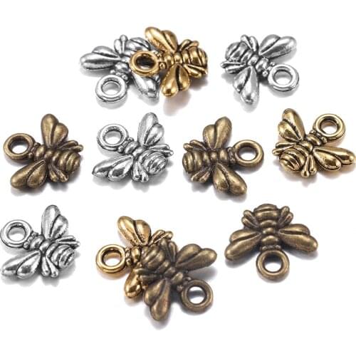 40pcs/lot 10x11mm Alloy Antique Silver Plated Animals Charm Metal Honey Bee Charms Pendants For Jewelry Making Diy Jewelry