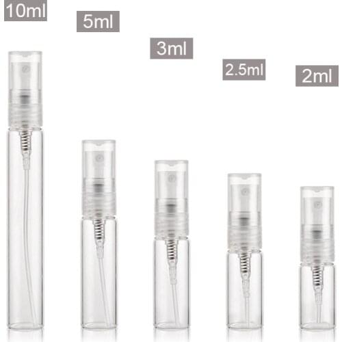 5pcs/pack 2ML 3ML 5ML 10ML Clear Mini Perfume Glass Bottle Empty Cosmetics Bottle Sample Test Tube Thin Glass Vials Amber