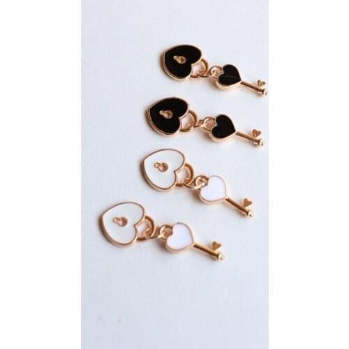 30*11MM 50Pcs Mix 2 Colors Lock Key KC Gold Color Glazing Alloy Jewelry Charms Findings Pendants