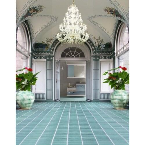 5x7ft Classic Hall Flowers Lights Photography Backdrops Photo Props Studio Background