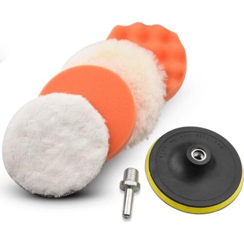 6pcs 3" 4" 5" 6" 7"Polishing Sponge Wheel Buffing Pad Set for Glass Car Polisher M10 M14 Drill Adapter Pad